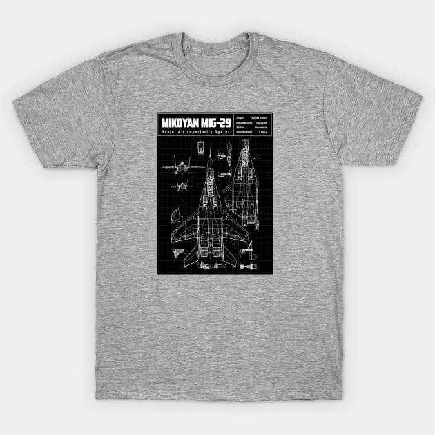 MIG 29 SCHEMATIC T-Shirt by theanomalius_merch